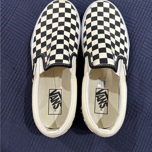 Vans Black and White Checkerboard Slip-Ons platform men’s 7 women’s 8.5